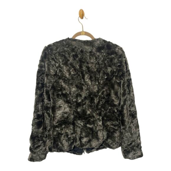 Joseph‎ Ribkoff Faux Fur Teddy Swirl Full Zip Jacket with Rhinestone zipper sz 8 - Picture 2 of 8